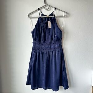 Francesca’s // Miami Navy adjustable Halter neck dress Size S NWT
